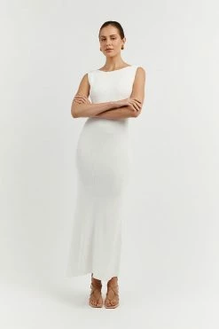 DISSH Boutiques ARIA OFF WHITE KNIT MIDI DRESS