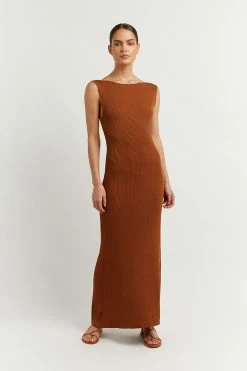 DISSH Boutiques ARIA TAN KNIT MIDI DRESS CLOTHING