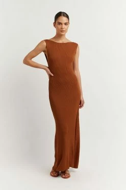 DISSH Boutiques ARIA TAN KNIT MIDI DRESS CLOTHING