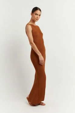 DISSH Boutiques ARIA TAN KNIT MIDI DRESS CLOTHING