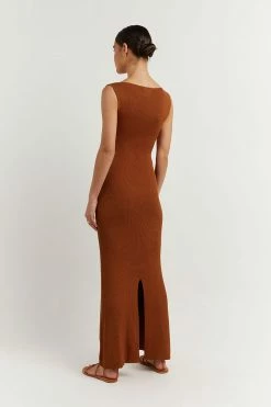 DISSH Boutiques ARIA TAN KNIT MIDI DRESS CLOTHING