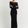 DISSH Boutiques ARIA BLACK KNIT SLEEVED MIDI DRESS