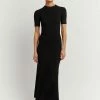 DISSH Boutiques CLOTHING DONNA BLACK SLEEVED MIDI DRESS