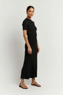 DISSH Boutiques CLOTHING DONNA BLACK SLEEVED MIDI DRESS