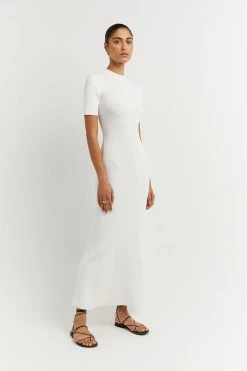 DISSH Boutiques DONNA OFF WHITE SLEEVED MIDI DRESS