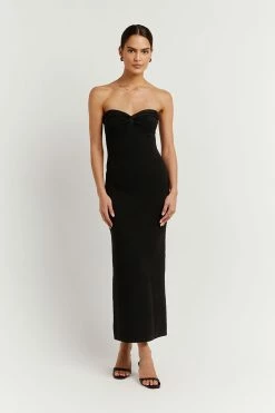 DISSH Boutiques ANIKA BLACK KNIT MIDI DRESS CLOTHING