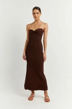 DISSH Boutiques CLOTHING ANIKA DARK CHOC KNIT MIDI DRESS