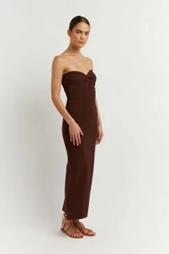 DISSH Boutiques CLOTHING ANIKA DARK CHOC KNIT MIDI DRESS