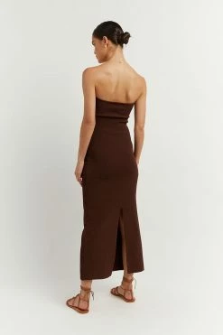DISSH Boutiques CLOTHING ANIKA DARK CHOC KNIT MIDI DRESS