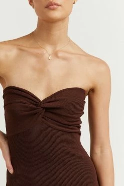 DISSH Boutiques CLOTHING ANIKA DARK CHOC KNIT MIDI DRESS