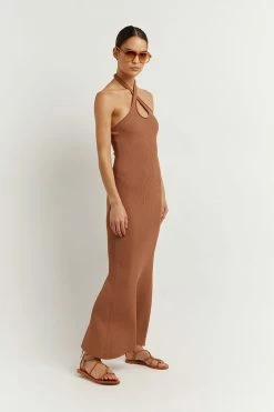 DISSH Boutiques TONI MOCHA HALTER MIDI DRESS