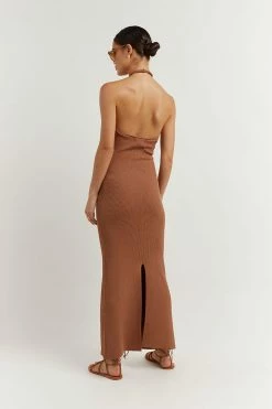 DISSH Boutiques TONI MOCHA HALTER MIDI DRESS