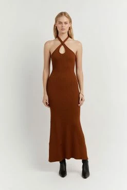 Flash Sale ๐ DISSH Boutiques TONI TAN HALTER MIDI ๐ DRESS CLOTHING โญ 7 DISSH Boutiques TONI TAN HALTER MIDI DRESS CLOTHING