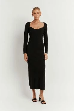 DISSH Boutiques STRIDE BLACK KNIT MIDI DRESS