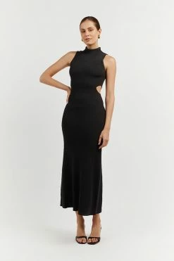 DISSH Boutiques SUTHERLAND BLACK CUT OUT MIDI DRESS