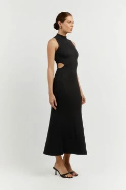 DISSH Boutiques SUTHERLAND BLACK CUT OUT MIDI DRESS