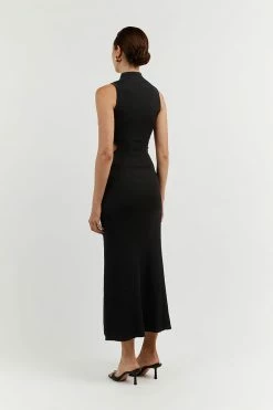 DISSH Boutiques SUTHERLAND BLACK CUT OUT MIDI DRESS