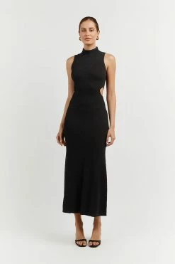DISSH Boutiques SUTHERLAND BLACK CUT OUT MIDI DRESS