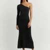 DISSH Boutiques MOSMAN BLACK ONE SLEEVE MIDI DRESS CLOTHING