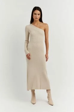 DISSH Boutiques CLOTHING MOSMAN STONE ONE SLEEVE MIDI DRESS