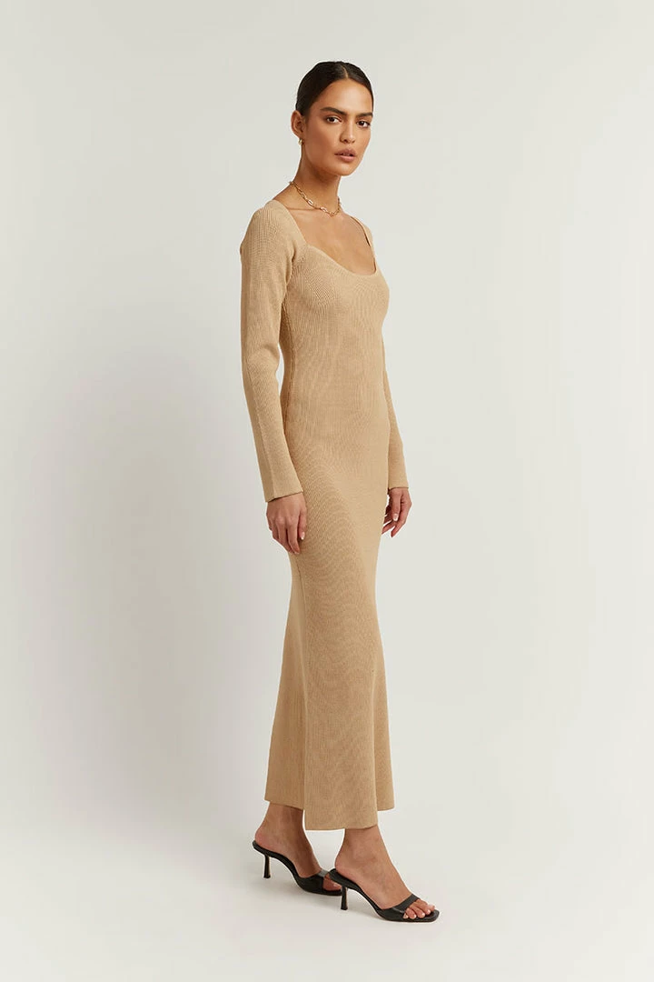 Outlet ๐ DISSH Boutiques STRIDE WARM WHEAT KNIT MIDI ๐ DRESS ๐ 3 DISSH Boutiques STRIDE WARM WHEAT KNIT MIDI DRESS