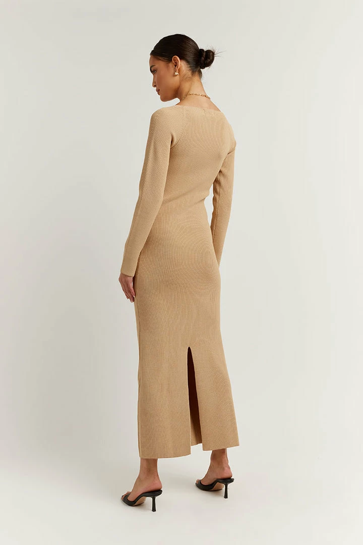 Outlet ๐ DISSH Boutiques STRIDE WARM WHEAT KNIT MIDI ๐ DRESS ๐ 4 DISSH Boutiques STRIDE WARM WHEAT KNIT MIDI DRESS