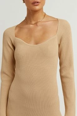 Outlet ๐ DISSH Boutiques STRIDE WARM WHEAT KNIT MIDI ๐ DRESS ๐ 9 DISSH Boutiques STRIDE WARM WHEAT KNIT MIDI DRESS