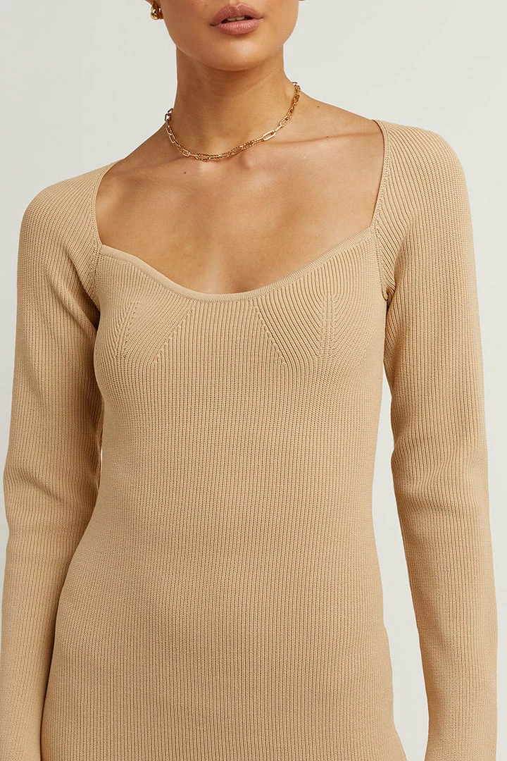 Outlet ๐ DISSH Boutiques STRIDE WARM WHEAT KNIT MIDI ๐ DRESS ๐ 5 DISSH Boutiques STRIDE WARM WHEAT KNIT MIDI DRESS