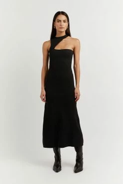 DISSH Boutiques ADALYN BLACK ASYM MIDI DRESS CLOTHING