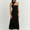 DISSH Boutiques ADALYN BLACK ASYM MIDI DRESS CLOTHING