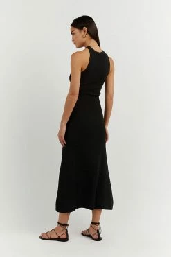 DISSH Boutiques ADALYN BLACK ASYM MIDI DRESS CLOTHING