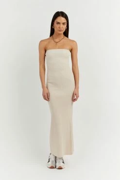DISSH Boutiques GOMEZ STONE STRAPLESS RIB DRESS CLOTHING