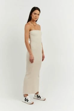 DISSH Boutiques GOMEZ STONE STRAPLESS RIB DRESS CLOTHING