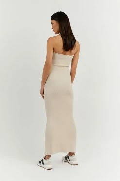 DISSH Boutiques GOMEZ STONE STRAPLESS RIB DRESS CLOTHING