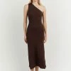 DISSH Boutiques MOSSMAN BIT CHOC ONE SHOULDER DRESS CLOTHING