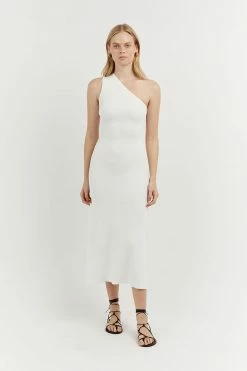DISSH Boutiques CLOTHING MOSSMAN WHITE ONE SHOULDER DRESS
