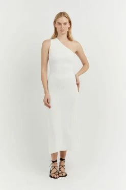 DISSH Boutiques CLOTHING MOSSMAN WHITE ONE SHOULDER DRESS
