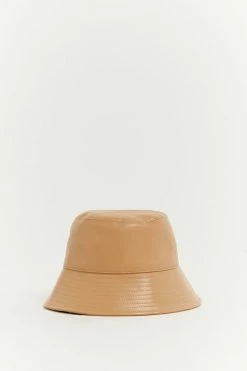 DISSH Boutiques CODI TAN FAUX LEATHER BUCKET HAT